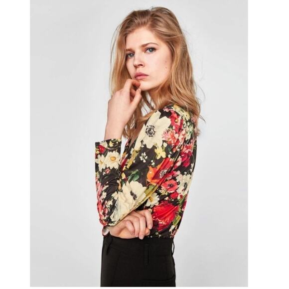 Zara Floral Bodysuit Size Small - Picture 2 of 6